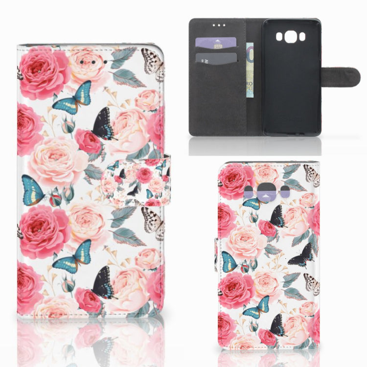 Samsung Galaxy J7 2016 Hoesje Butterfly Roses