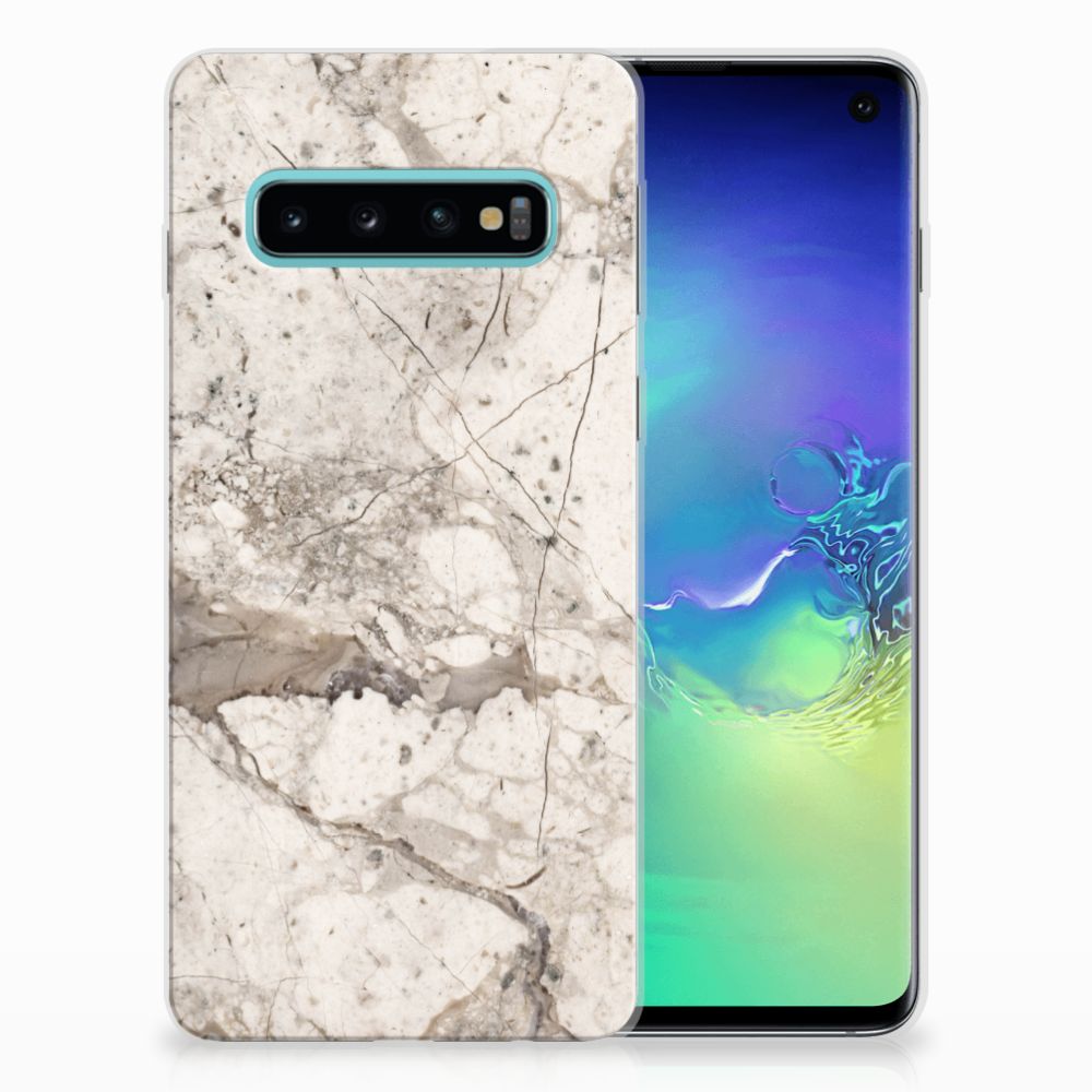 Samsung Galaxy S10 TPU Siliconen Hoesje Marmer Beige
