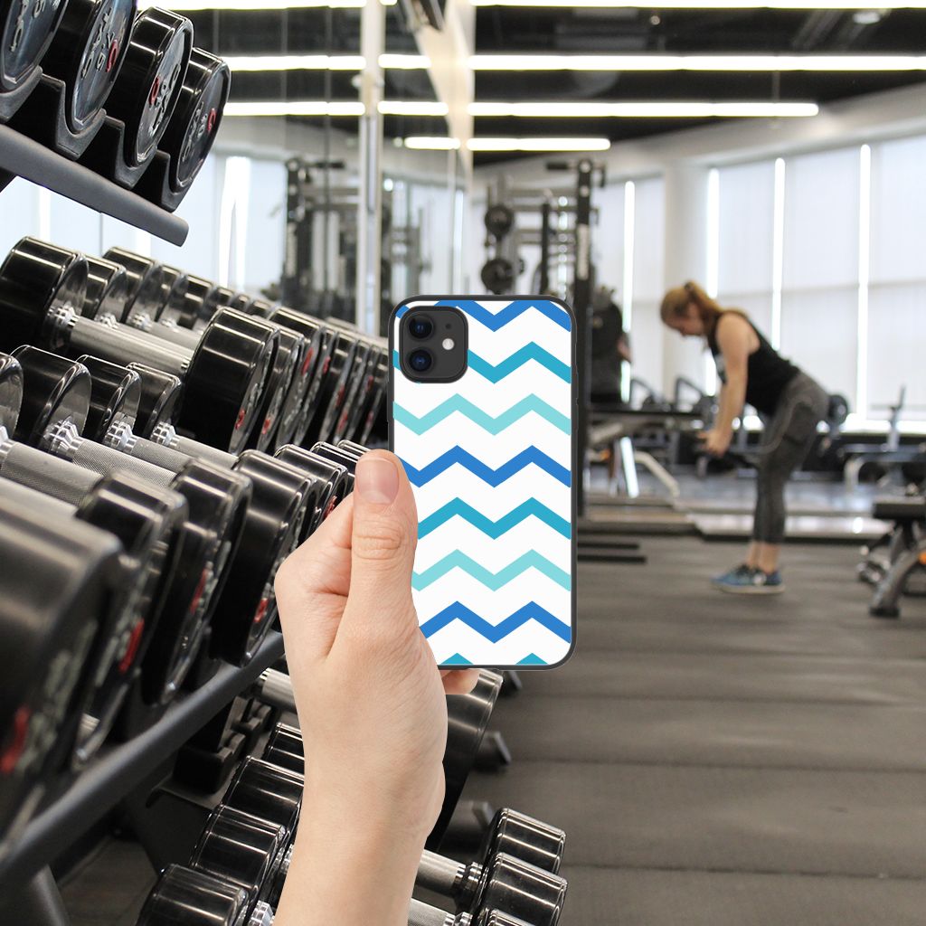 iPhone 11 Back Case Zigzag Blauw B2C Telecom