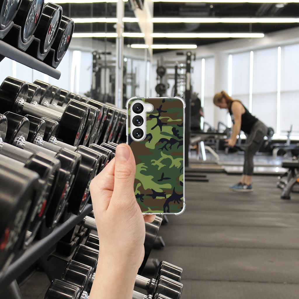 Samsung Galaxy S23 Doorzichtige Silicone Hoesje Army Dark B2C Telecom