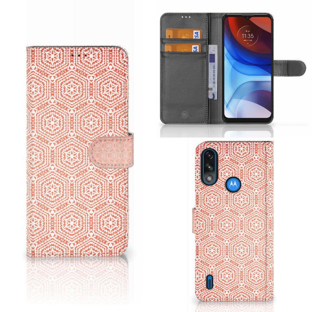 Motorola Moto E7i Power | E7 Power Telefoon Hoesje Pattern Orange