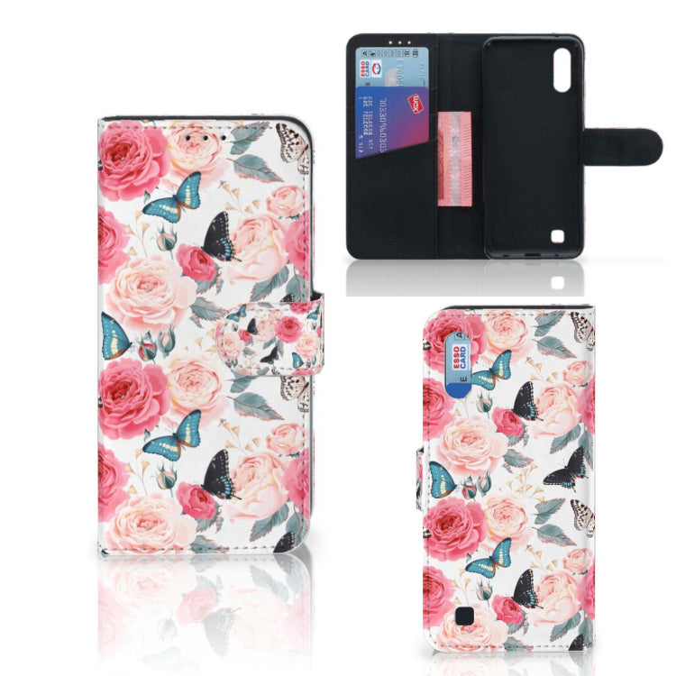 Samsung Galaxy M10 Hoesje Butterfly Roses