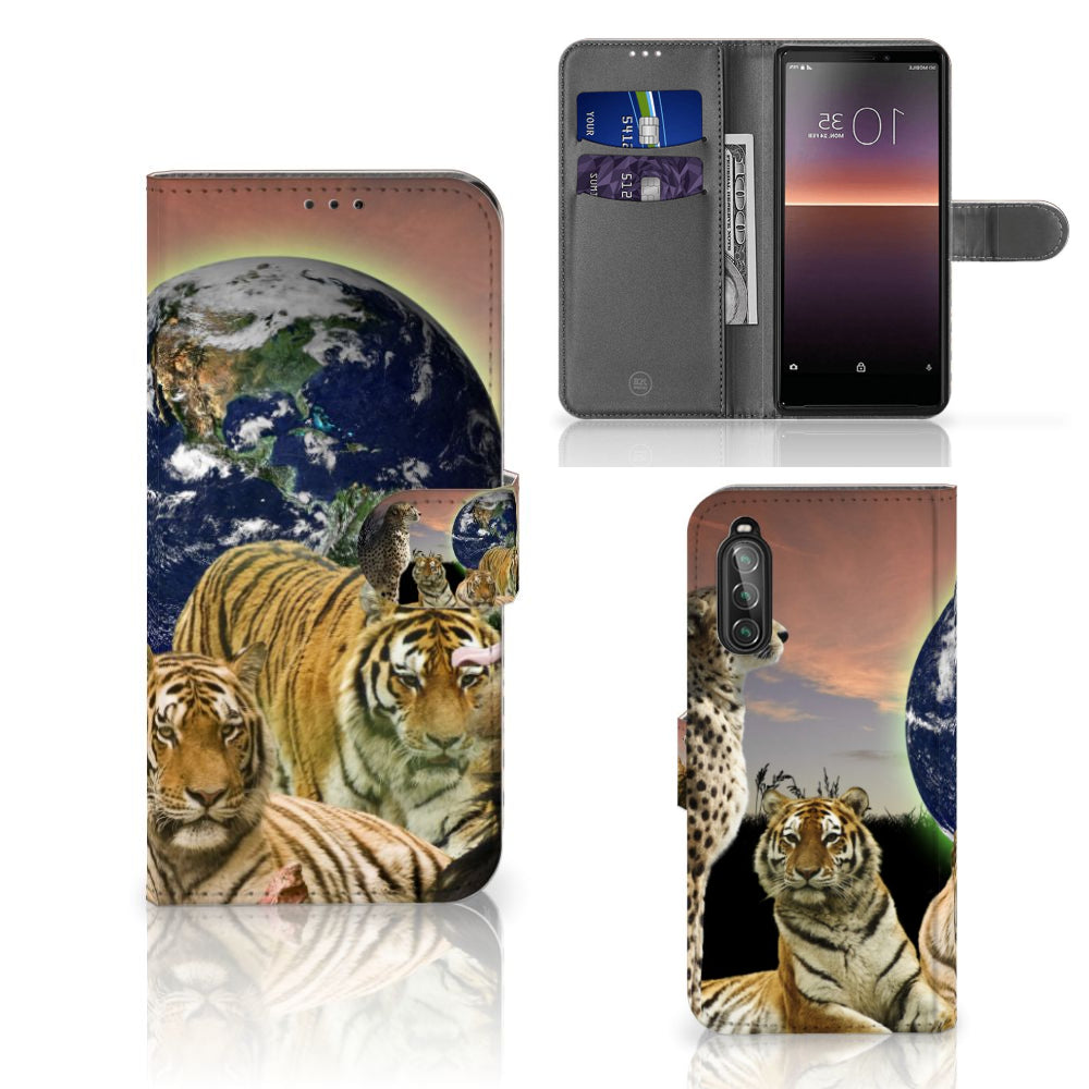 Sony Xperia 10 II Telefoonhoesje met Pasjes Roofdieren