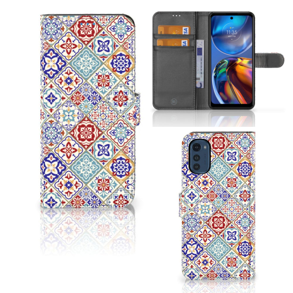 Motorola Moto E32 | Moto E32s Bookcase Tiles Color