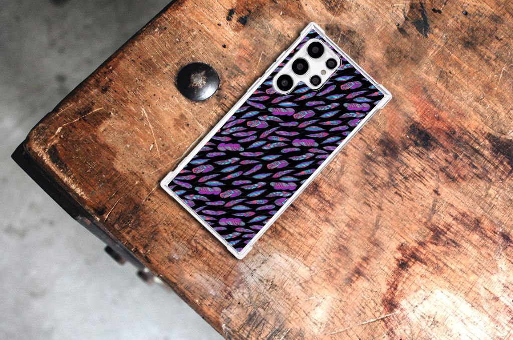 Samsung Galaxy S22 Ultra Doorzichtige Silicone Hoesje Feathers Color B2C Telecom