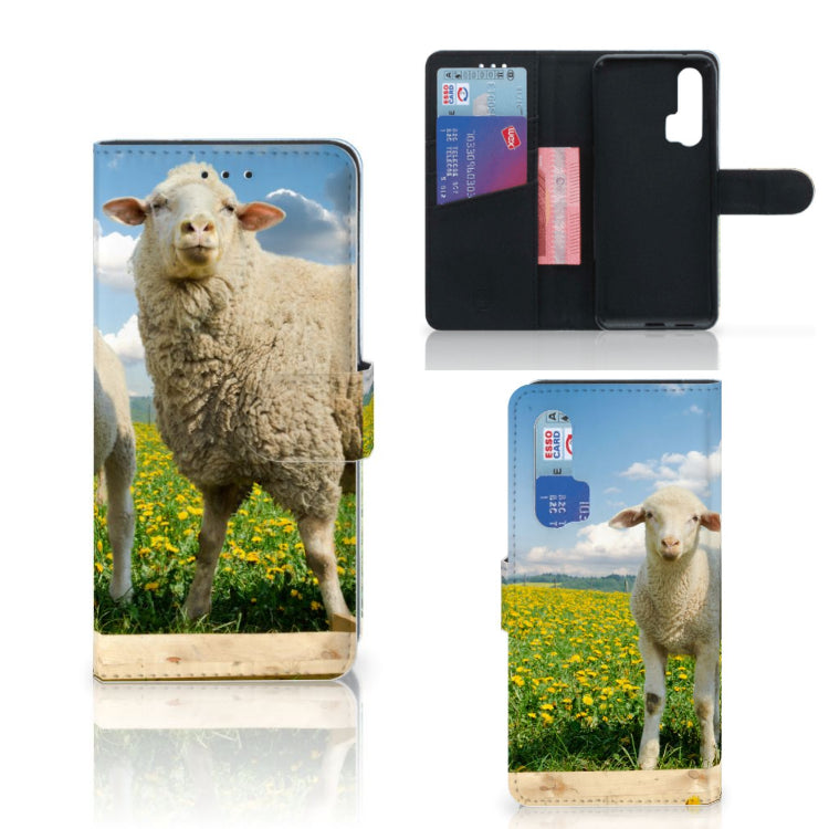 Honor 20 Pro Telefoonhoesje met Pasjes Schaap en Lammetje