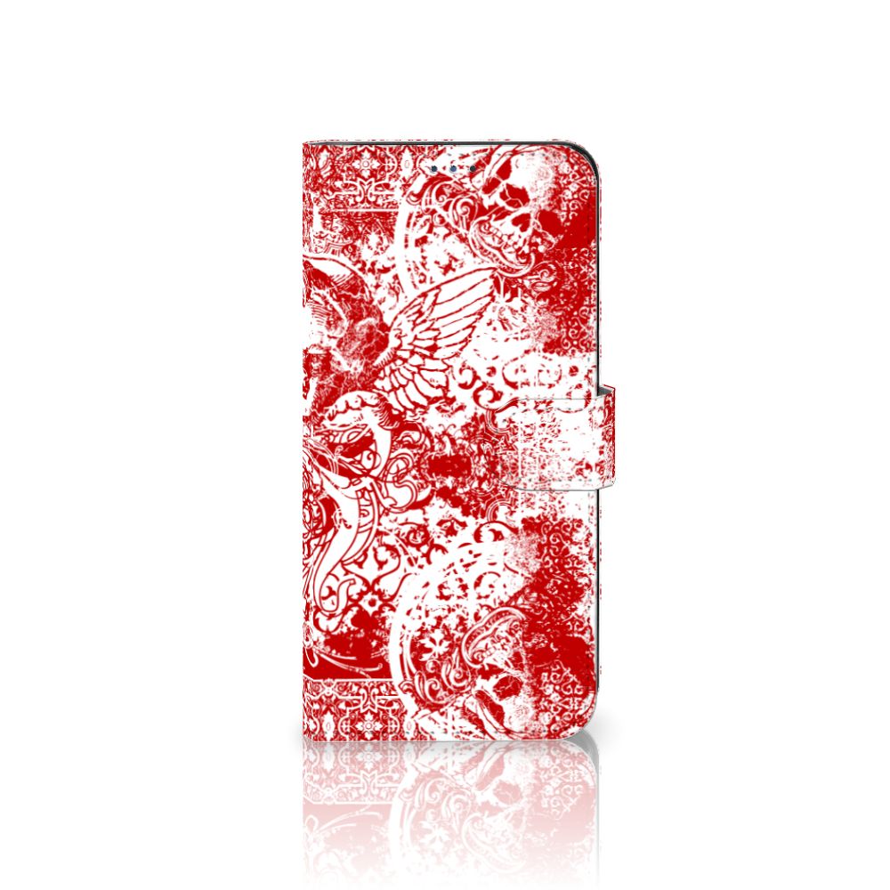 Telefoonhoesje met Naam Motorola Moto G22 Angel Skull Rood