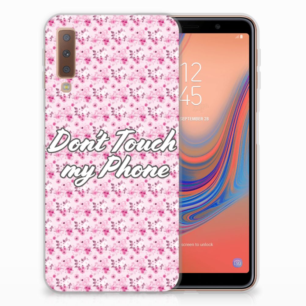 Samsung Galaxy A7 (2018) Silicone-hoesje Flowers Pink DTMP