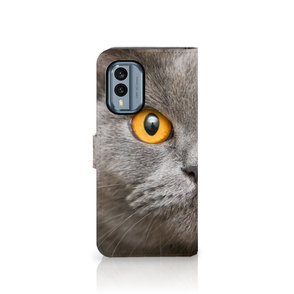 Telefoonhoesje met Pasjes Nokia X30 Britse Korthaar met opvallende kattenoog afbeelding