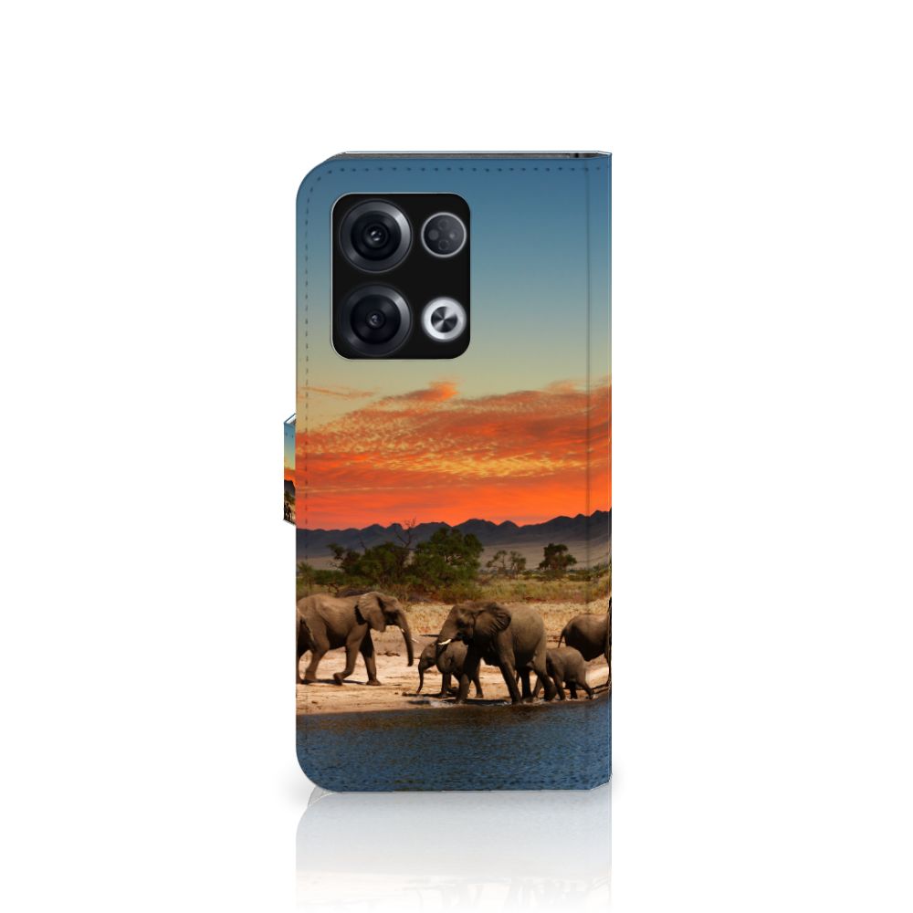 OPPO Reno8 Pro Telefoonhoesje met Pasjes Olifanten