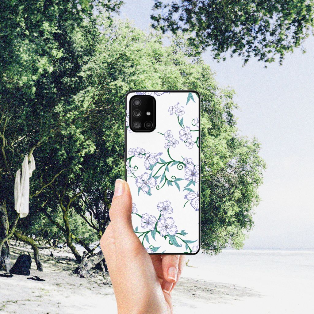 Samsung Galaxy A71 Uniek Bloemen Hoesje Blossom White B2C Telecom