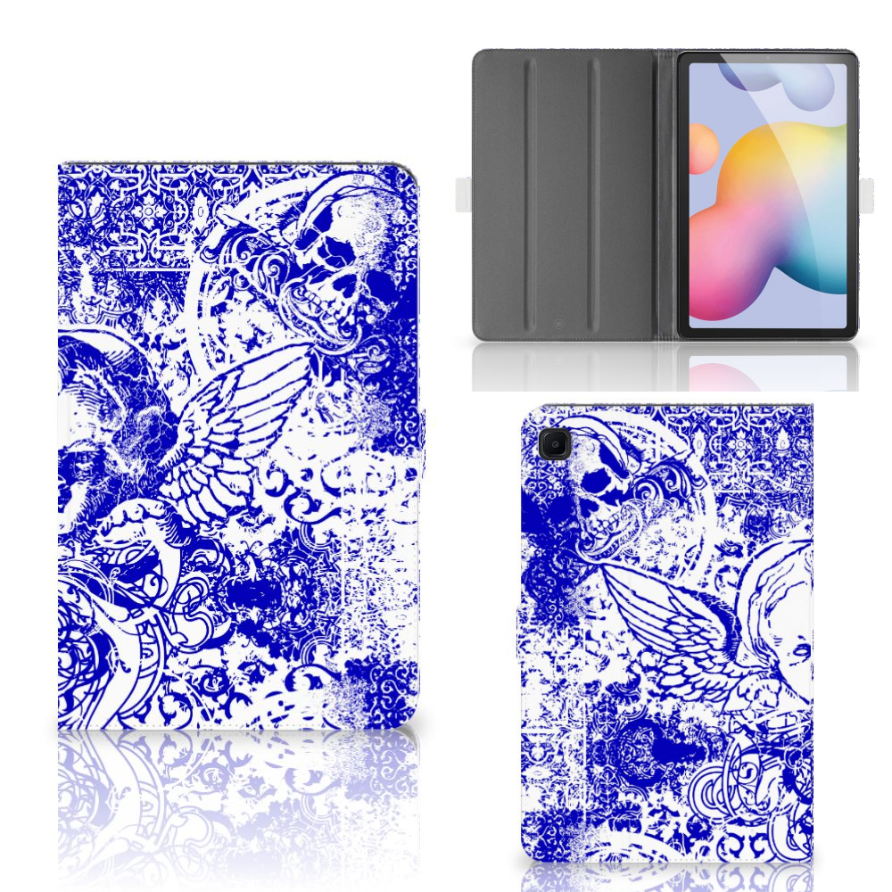 Tablettasje Samsung Galaxy Tab S6 Lite | S6 Lite (2022) Angel Skull Blauw