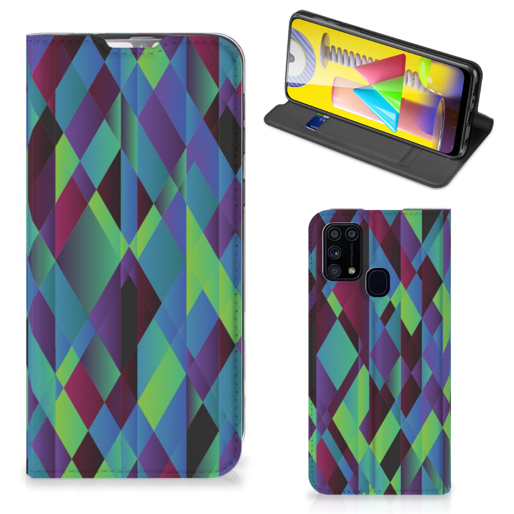 Samsung Galaxy M31 Stand Case Abstract Green Blue - B2C Telecom