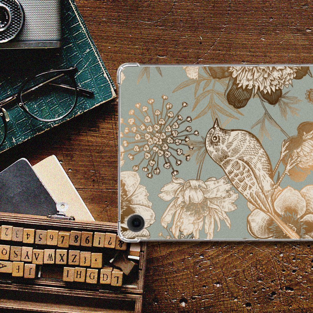 Siliconen Hoesje voor Samsung Galaxy Tab A9 Plus Vintage Bird Flowers