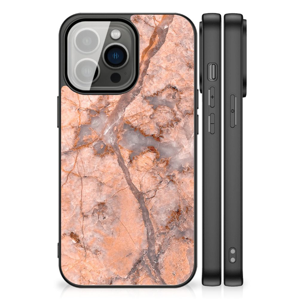 iPhone 13 Pro Marmeren Print Telefoonhoesje Marmer Oranje B2C Telecom