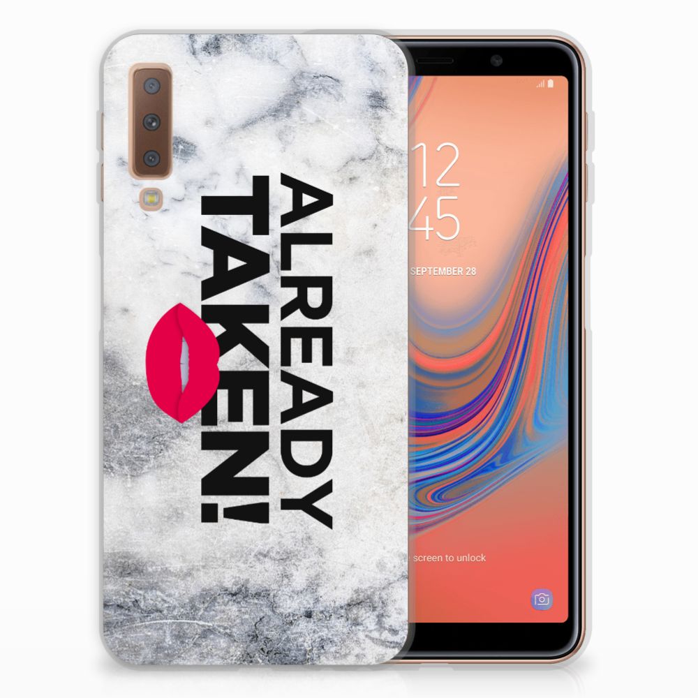 Samsung Galaxy A7 (2018) Siliconen hoesje met naam Already Taken White