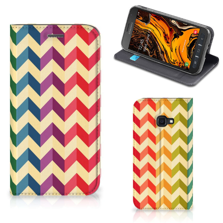 Samsung Galaxy Xcover 4s Hoesje met Magneet Zigzag Multi Color