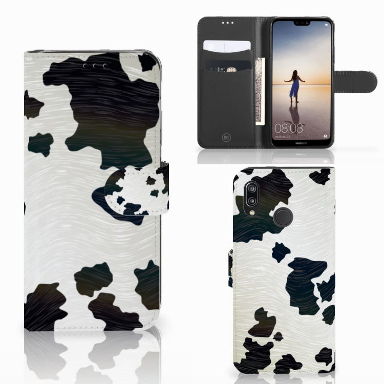 Huawei P20 Lite Telefoonhoesje met Pasjes Koeienvlekken