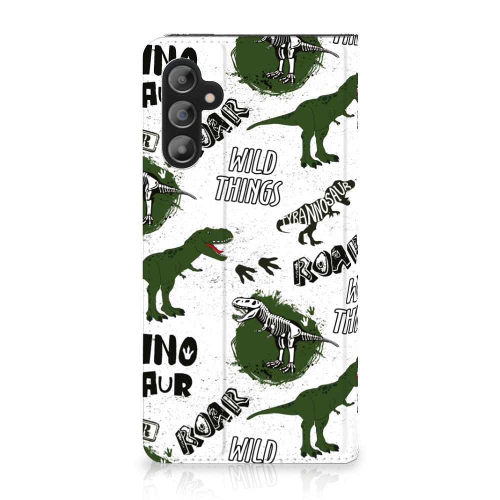Hoesje maken voor Samsung Galaxy A14 5G Dinosaurus met dino's en skeletten in een leuk ontwerp.