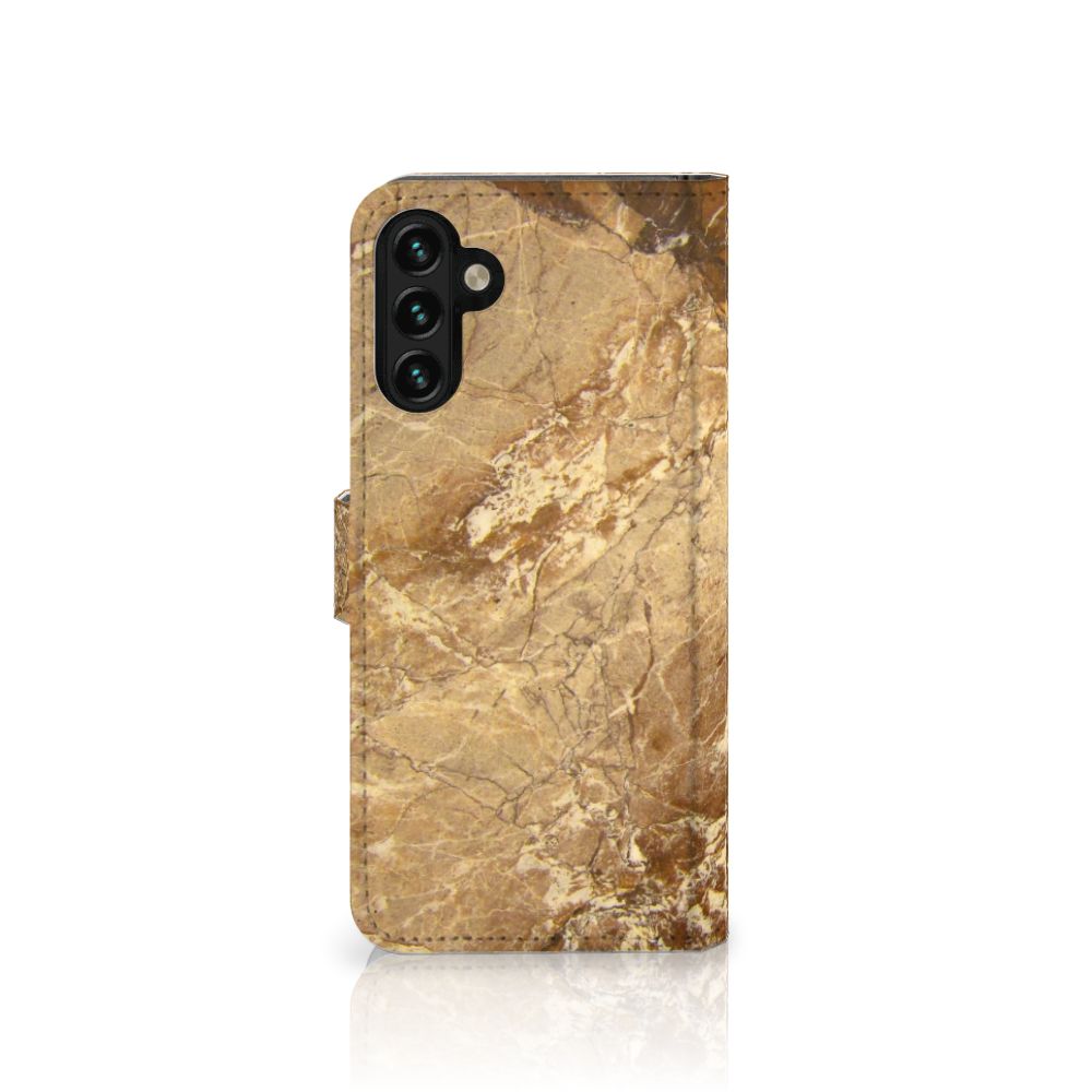 Samsung Galaxy A04s | Samsung Galaxy A13 5G Bookcase Marmer Creme met marmerlook in bruin