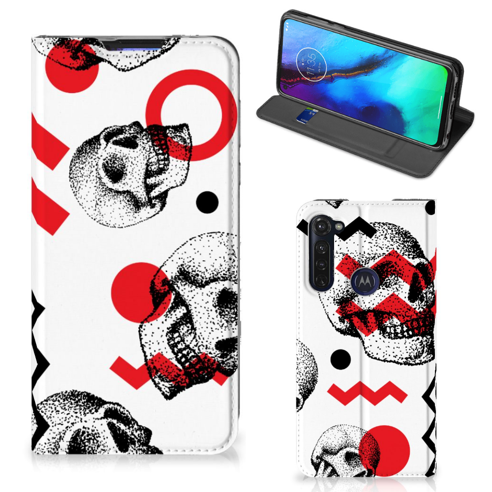 Mobiel BookCase Motorola Moto G Pro Skull Red - B2C Telecom