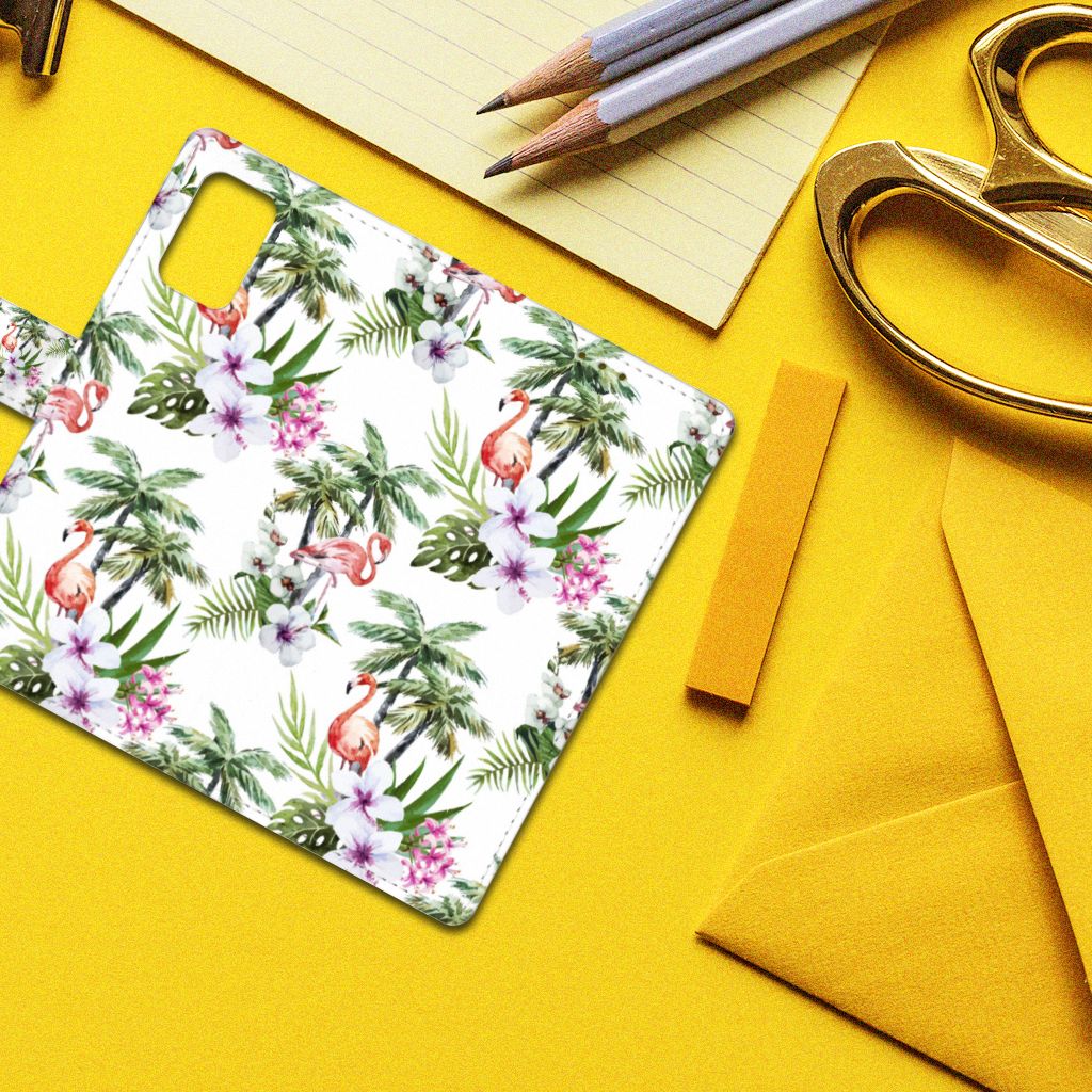 Samsung Galaxy A02s | M02s Telefoonhoesje met Pasjes Flamingo Palms