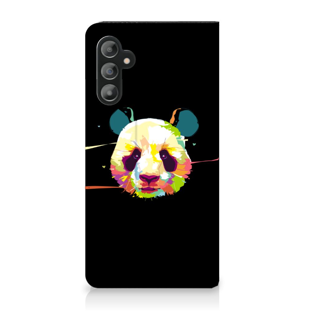 Samsung Galaxy A14 4G Magnet Case Panda Color with colorful panda design on a black background.