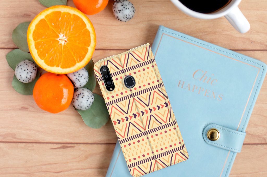 Samsung Galaxy A20s Hoesje met Magneet Aztec Yellow - B2C Telecom