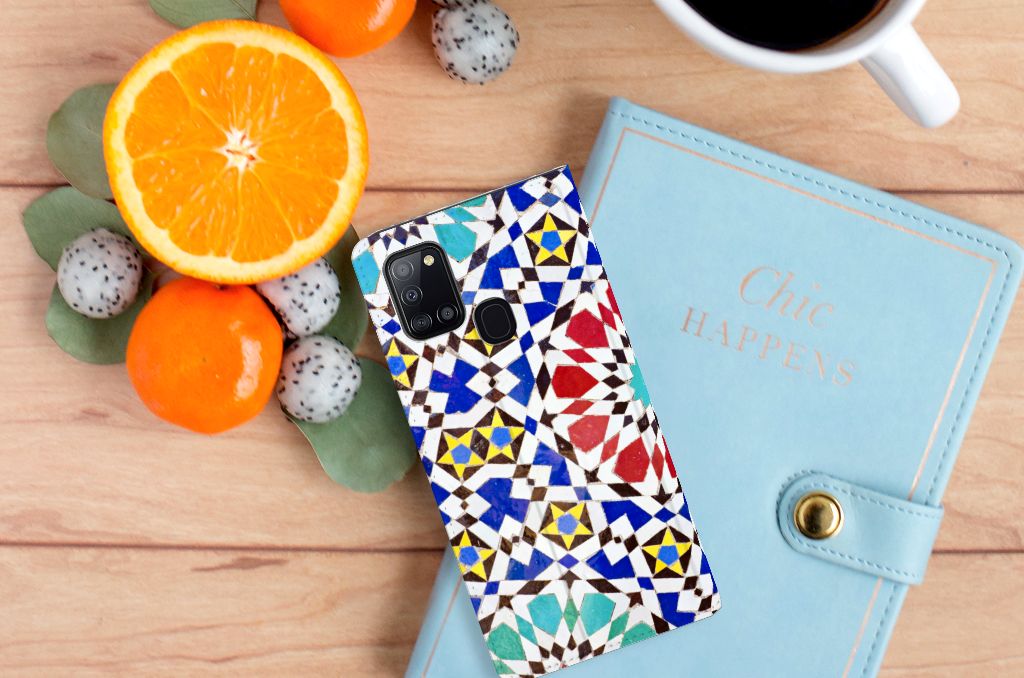 Samsung Galaxy A21s Standcase Mozaïek - B2C Telecom