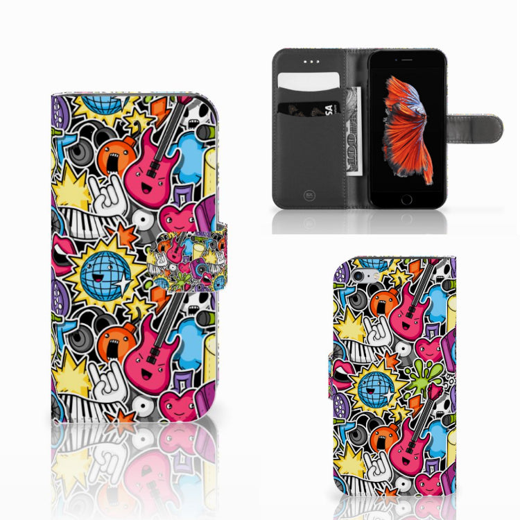 Apple iPhone 6 | 6s Wallet Case met Pasjes Punk Rock