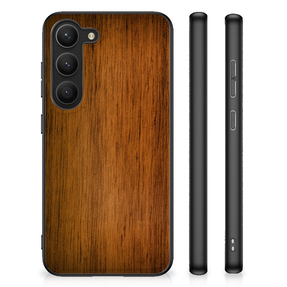 Samsung Galaxy S23 Houten Print Telefoonhoesje Donker Hout