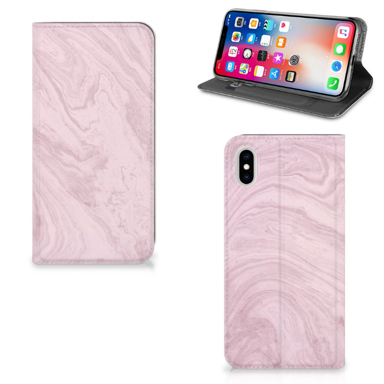 Apple iPhone Xs Max Standcase Marble Pink - Origineel Cadeau Vriendin