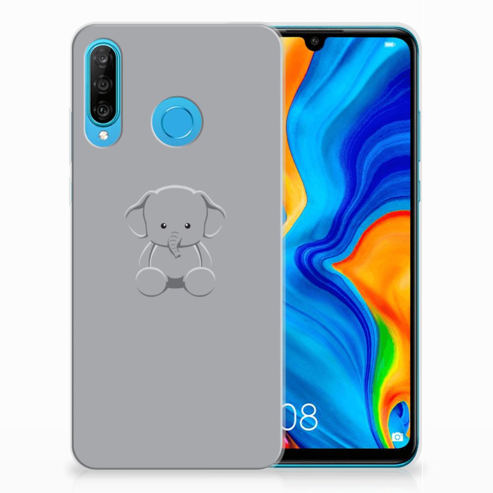 Huawei P30 Lite Telefoonhoesje met Naam Grijs Baby Olifant