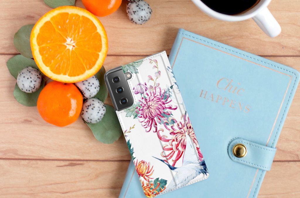 Samsung Galaxy S21 Plus Hoesje maken Bird Flowers - B2C Telecom