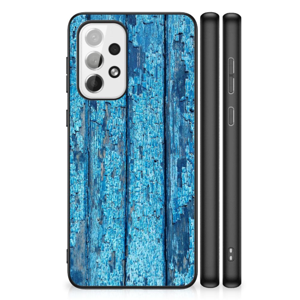 Samsung Galaxy A73 Houten Print Telefoonhoesje Wood Blue B2C Telecom