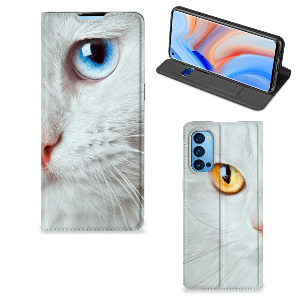 OPPO Reno4 Pro 5G Hoesje maken Witte Kat - B2C Telecom