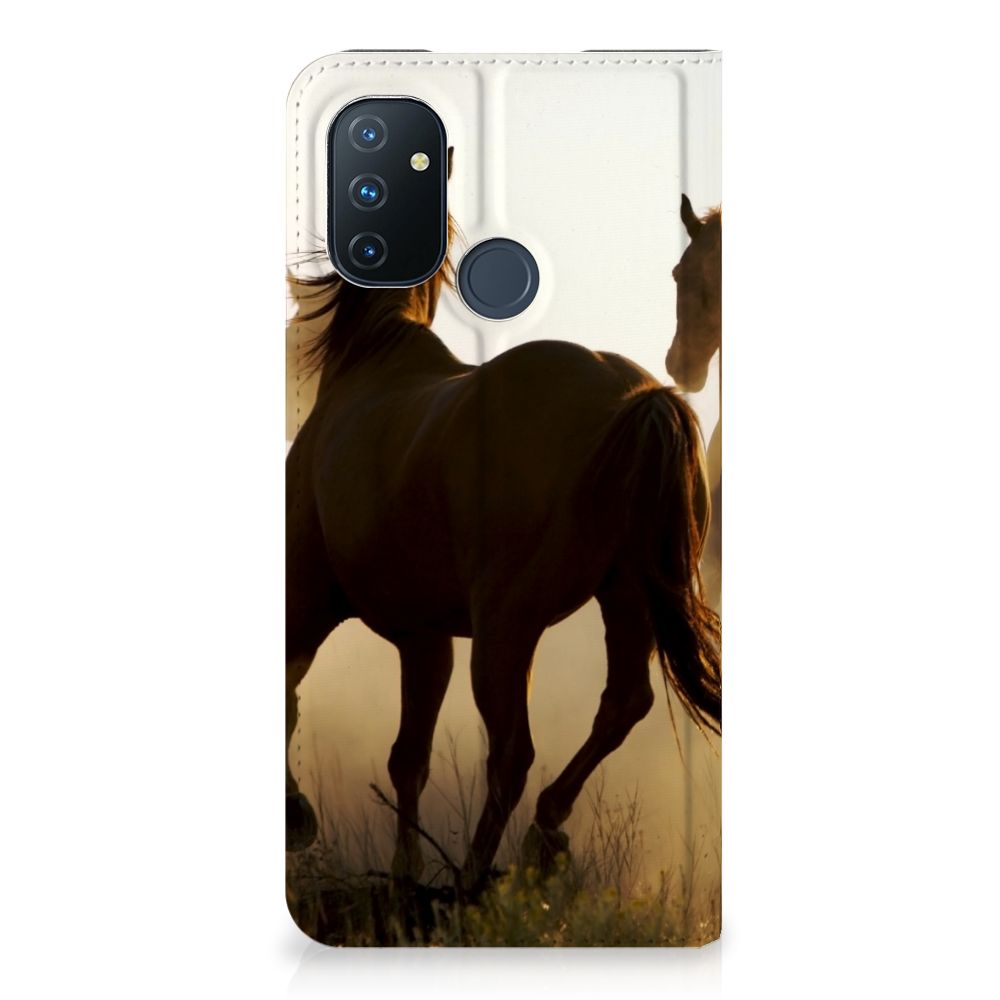 OnePlus Nord N100 Hoesje maken Design Cowboy met paardenprint in zonsondergang.