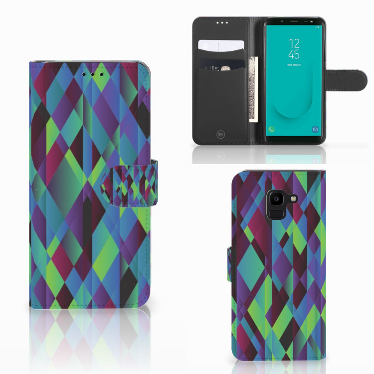 Samsung Galaxy J6 2018 Book Case Abstract Green Blue