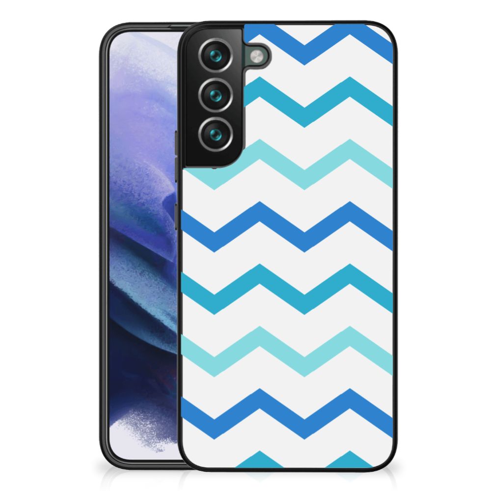 Samsung Galaxy S22 Plus Back Case Zigzag Blauw