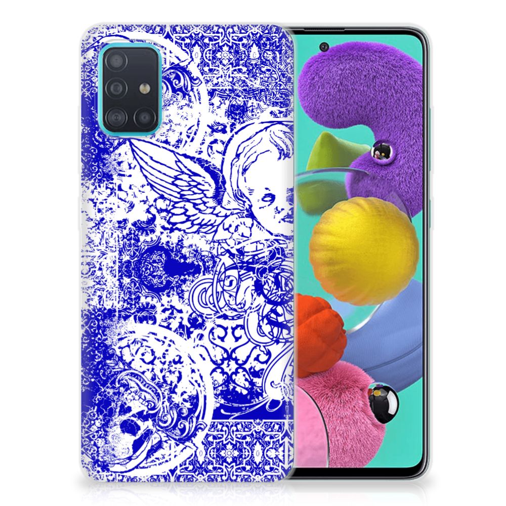 Silicone Back Case Samsung Galaxy A51 Angel Skull Blauw