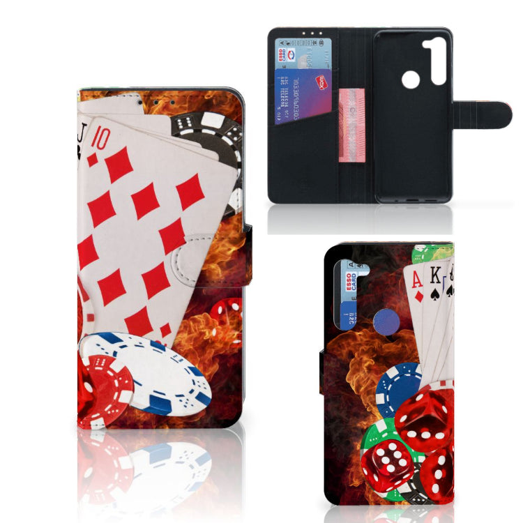 Motorola G8 Power Wallet Case met Pasjes Casino