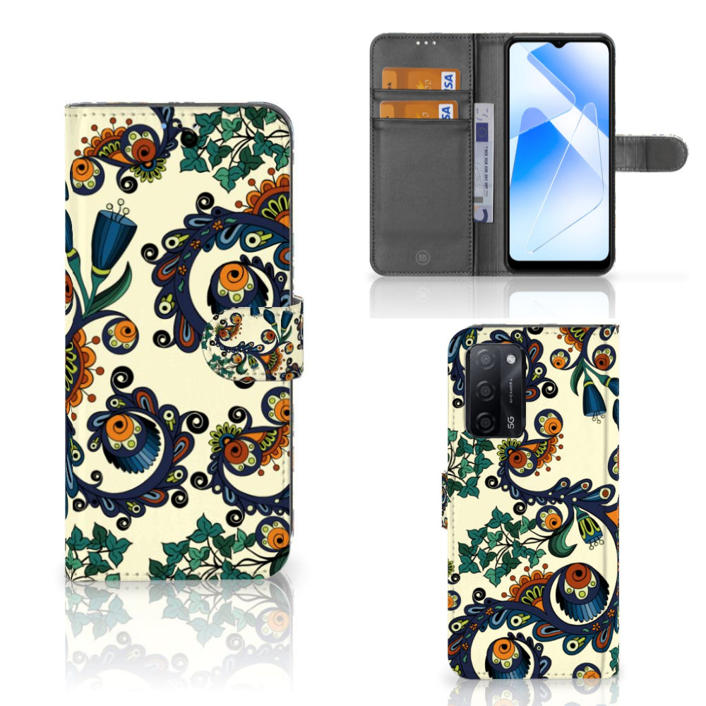 Wallet Case OPPO A16/A16s/A54s Barok Flower