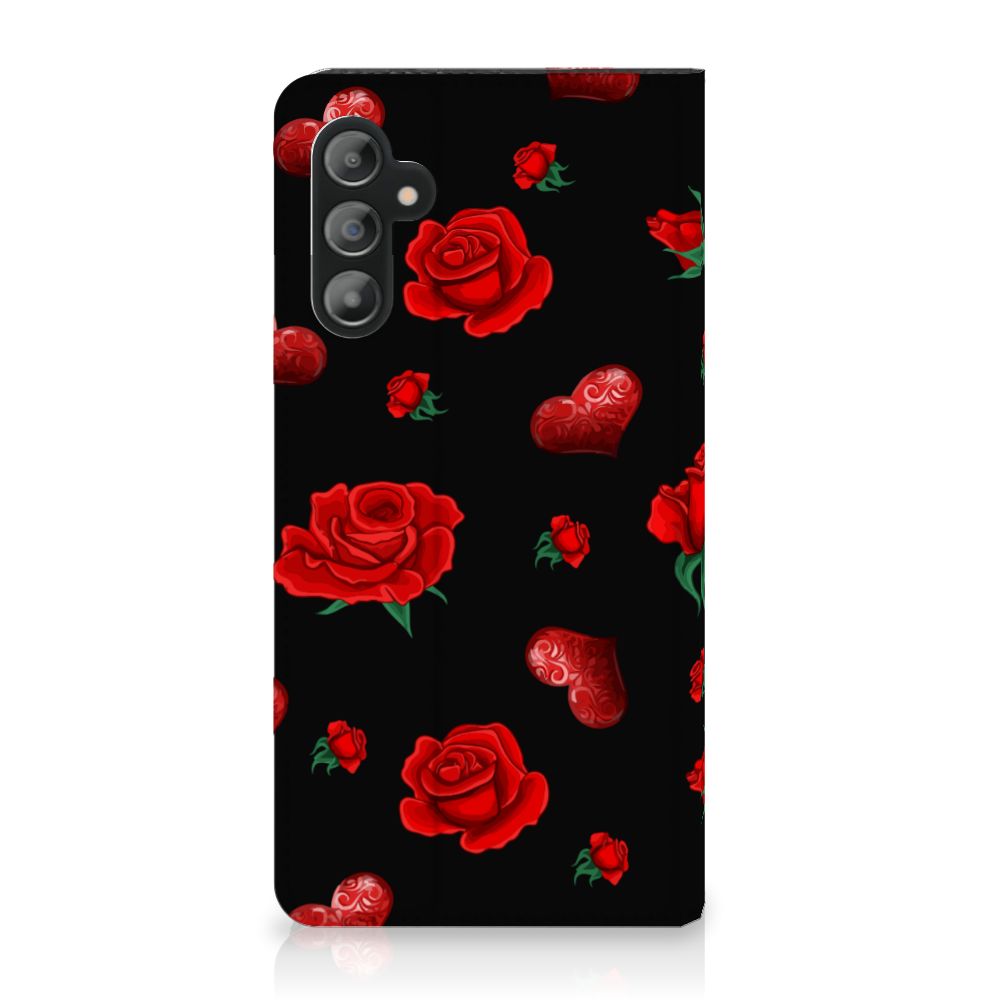 Samsung Galaxy A14 4G Magnet Case Valentine with red roses and hearts design
