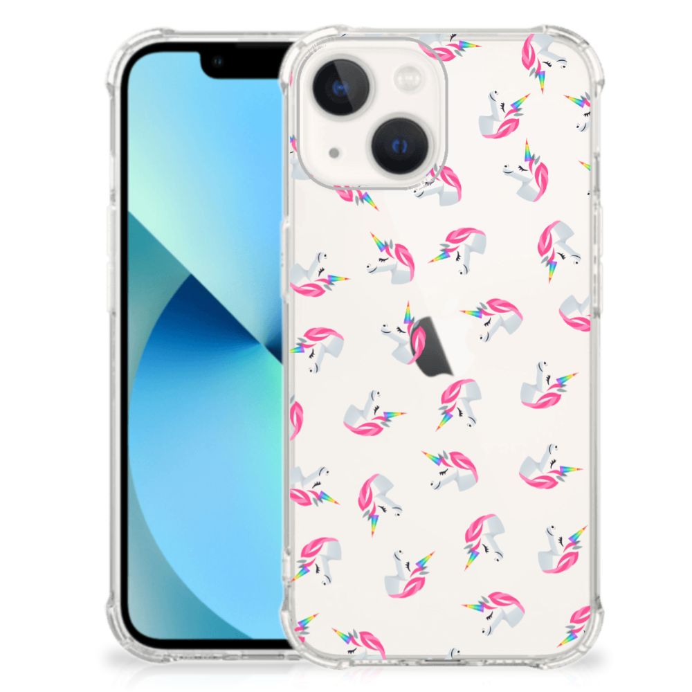 Doorzichtige Silicone Hoesje voor iPhone 13 mini Unicorns - B2C Telecom