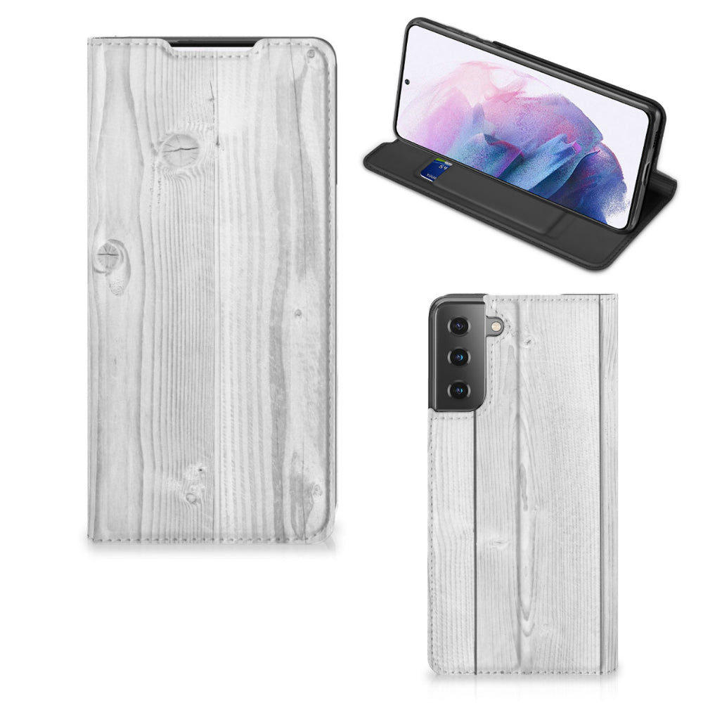 Samsung Galaxy S21 Plus Book Wallet Case White Wood