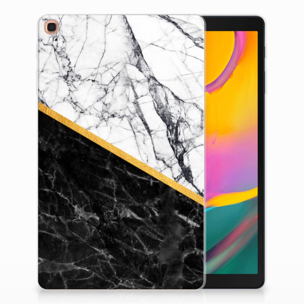 Samsung Galaxy Tab A 10.1 (2019) Tablet Back Cover Marmer Wit Zwart - Origineel Cadeau Man