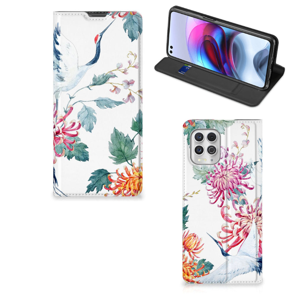 Motorola Moto G100 Hoesje maken Bird Flowers
