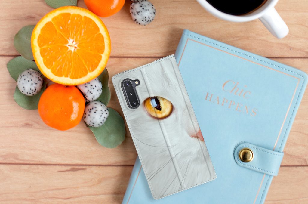 Samsung Galaxy Note 10 Hoesje maken Witte Kat