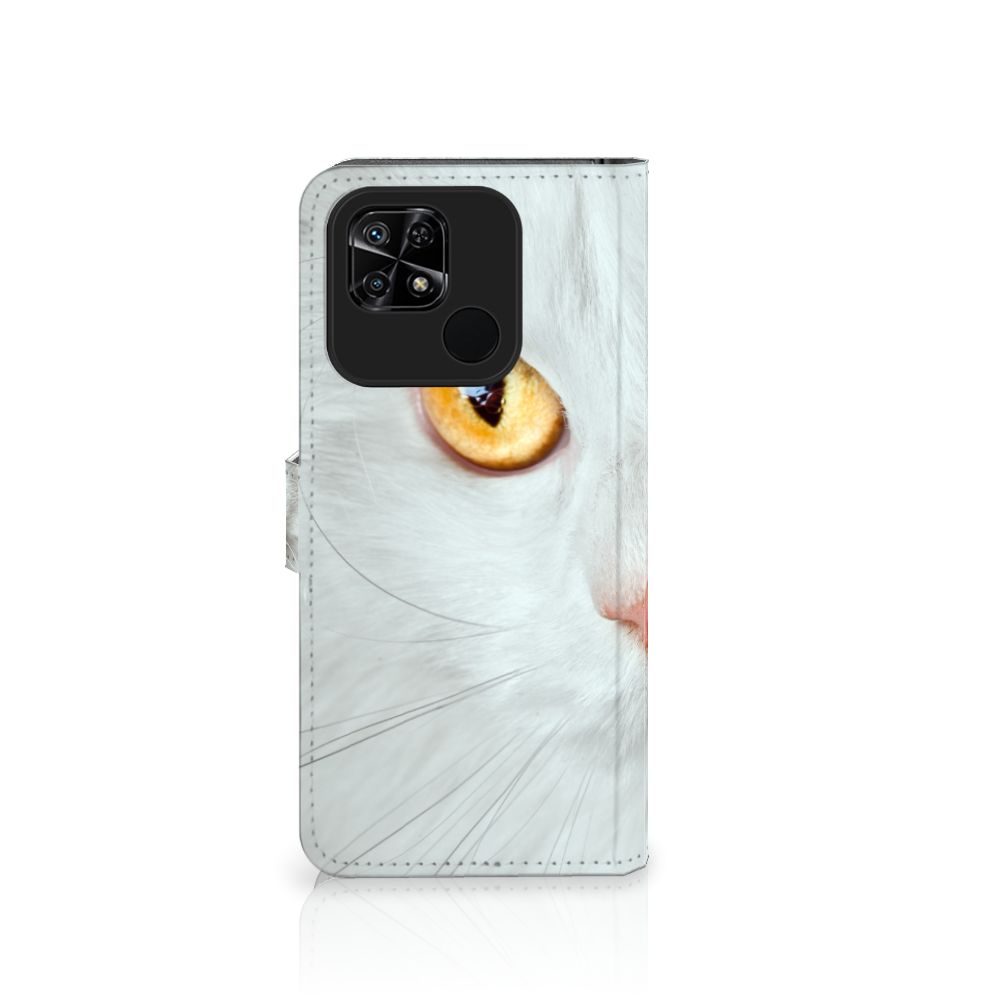 Xiaomi Redmi 10C Telefoonhoesje met Pasjes Witte Kat