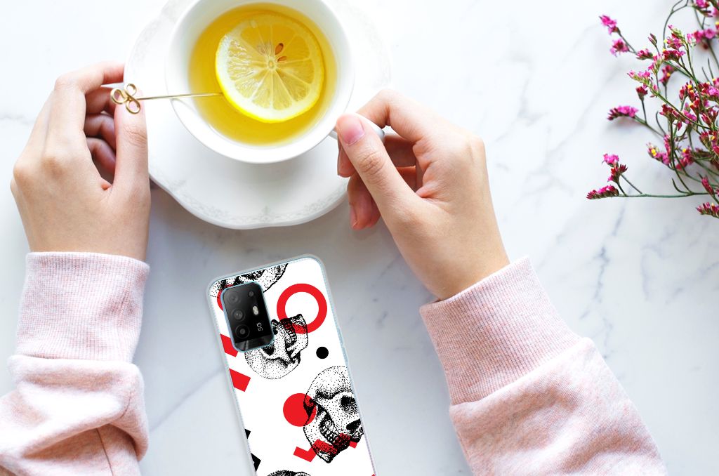 Silicone Back Case OPPO A94 5G | Reno5 Z Skull Red B2C Telecom